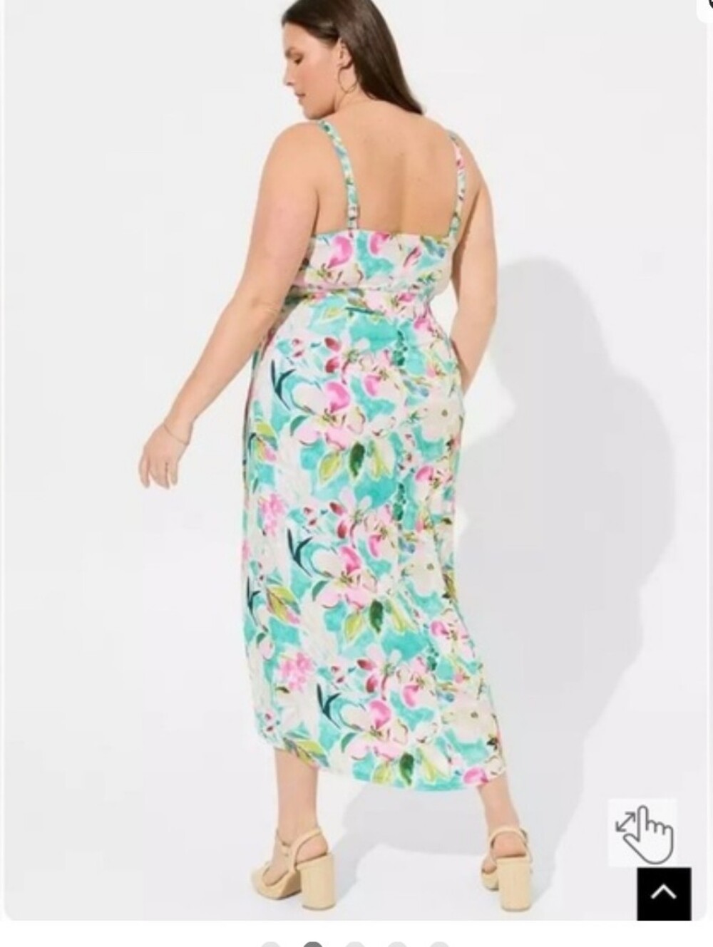 Torrid Floral Midi Wrap Dress in Mint & Pink